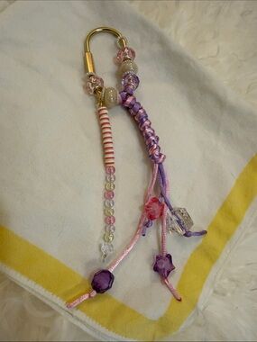 Beaded Purple and Pink Keychain Charm bag charm
